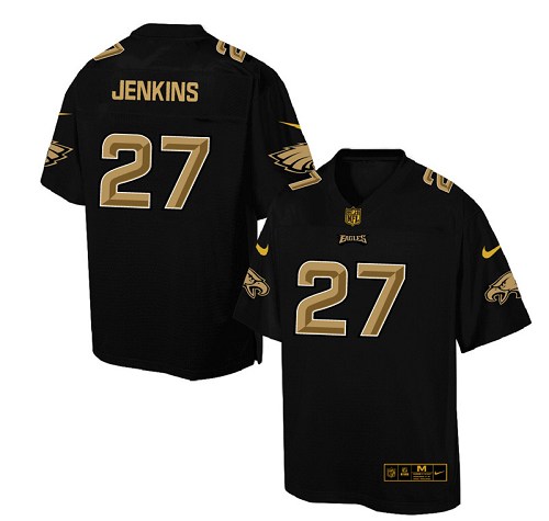 Men's Elite Malcolm Jenkins Nike Jersey Black - #27 Pro Line Gold Collection NFL Philadelphia Eagles